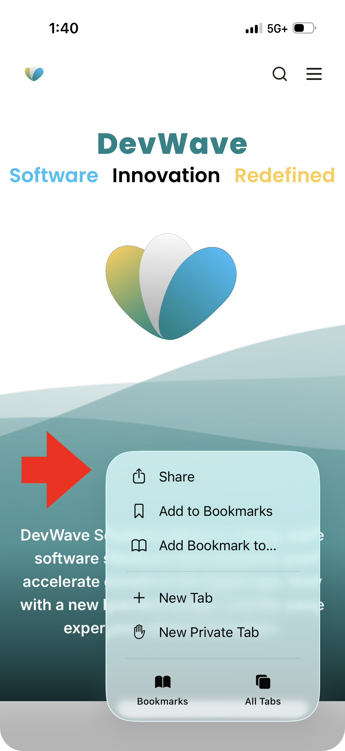 iPhone showing iOS share sheet